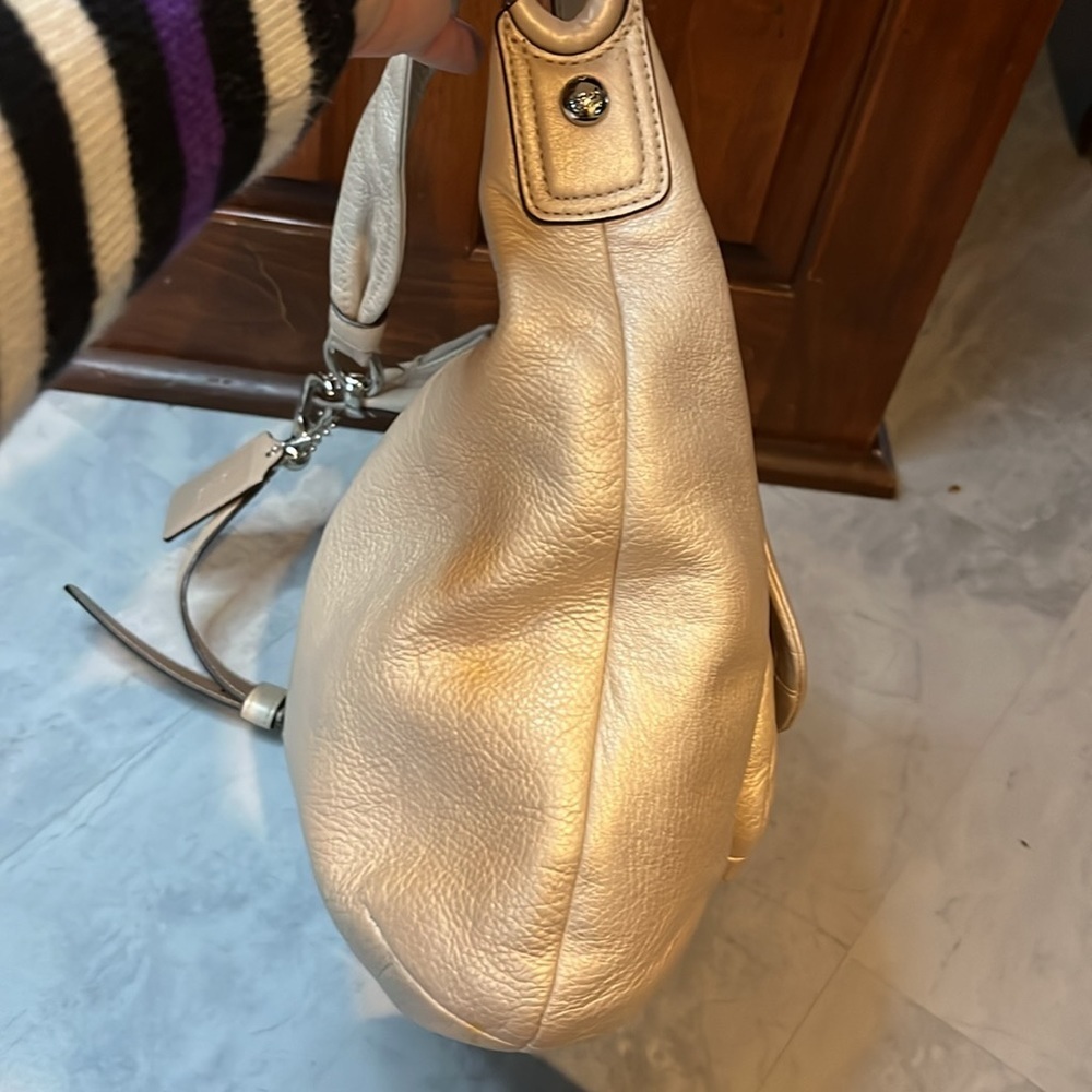 Coach  Kristen 16808 metallic pearl leather Shoulder bag  Satchel  Crossbody EUC - Picture 8 of 17